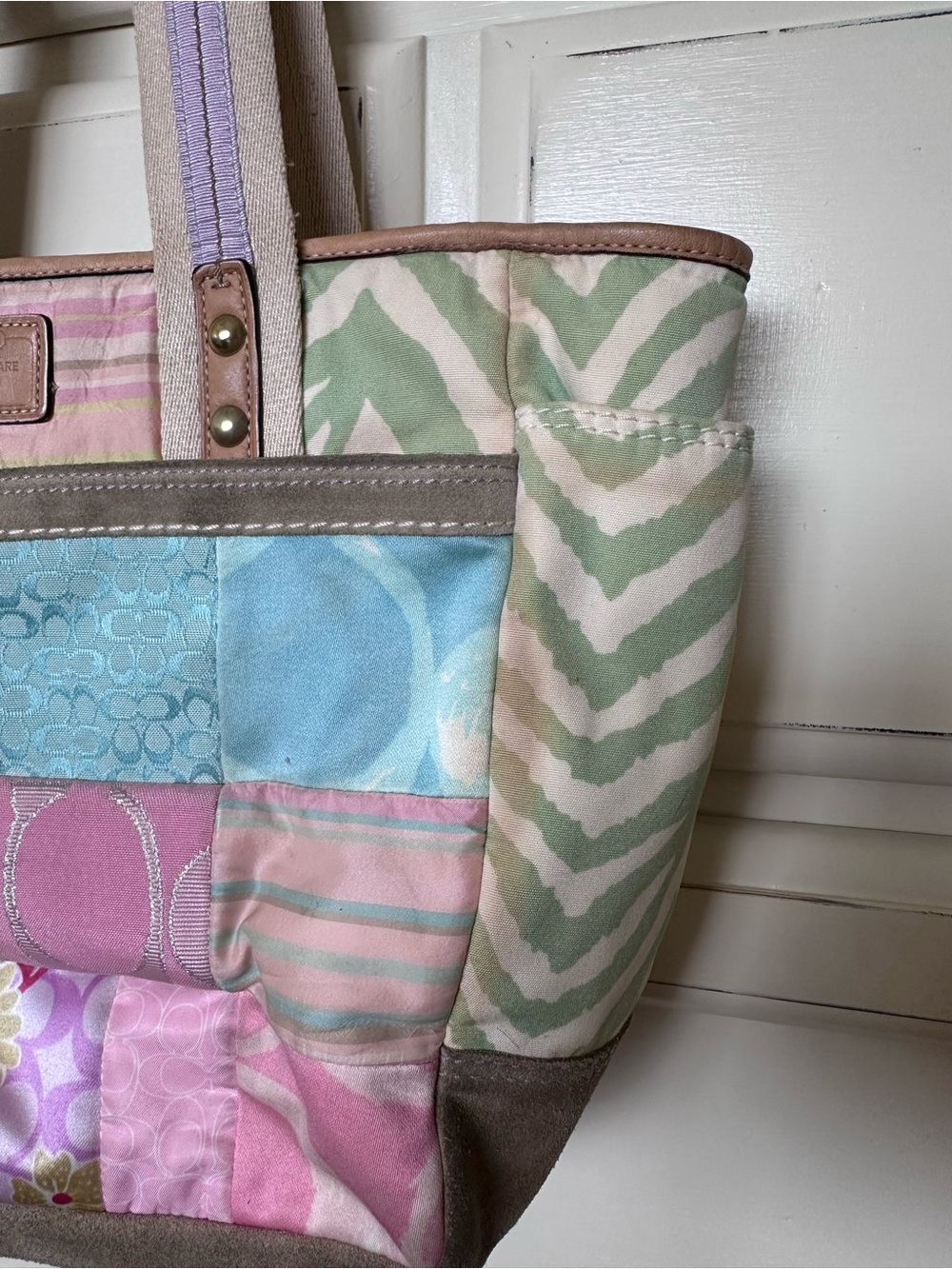 Vintage Y2K Coach pastel patchwork tote - Picture 2 of 12